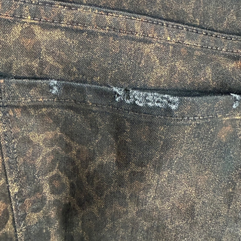 MONFRERE GREYSON ANIMAL PRINT SKINNY FIT JEANS METALLIC COATED NOIR 33X30 - Picture 6 of 11